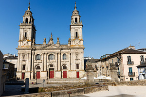 Neoclassical Facade of Lugo Cathedral, Praza Santa Maria, Lugo,