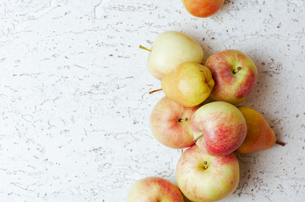 autumn flat lay with apples and pears, an Abstract Photo by Alliance Images