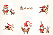 Santa Claus and Reindeer Clipart, an Illustration by CrexoraLab (Thumbnail 2 of 5)