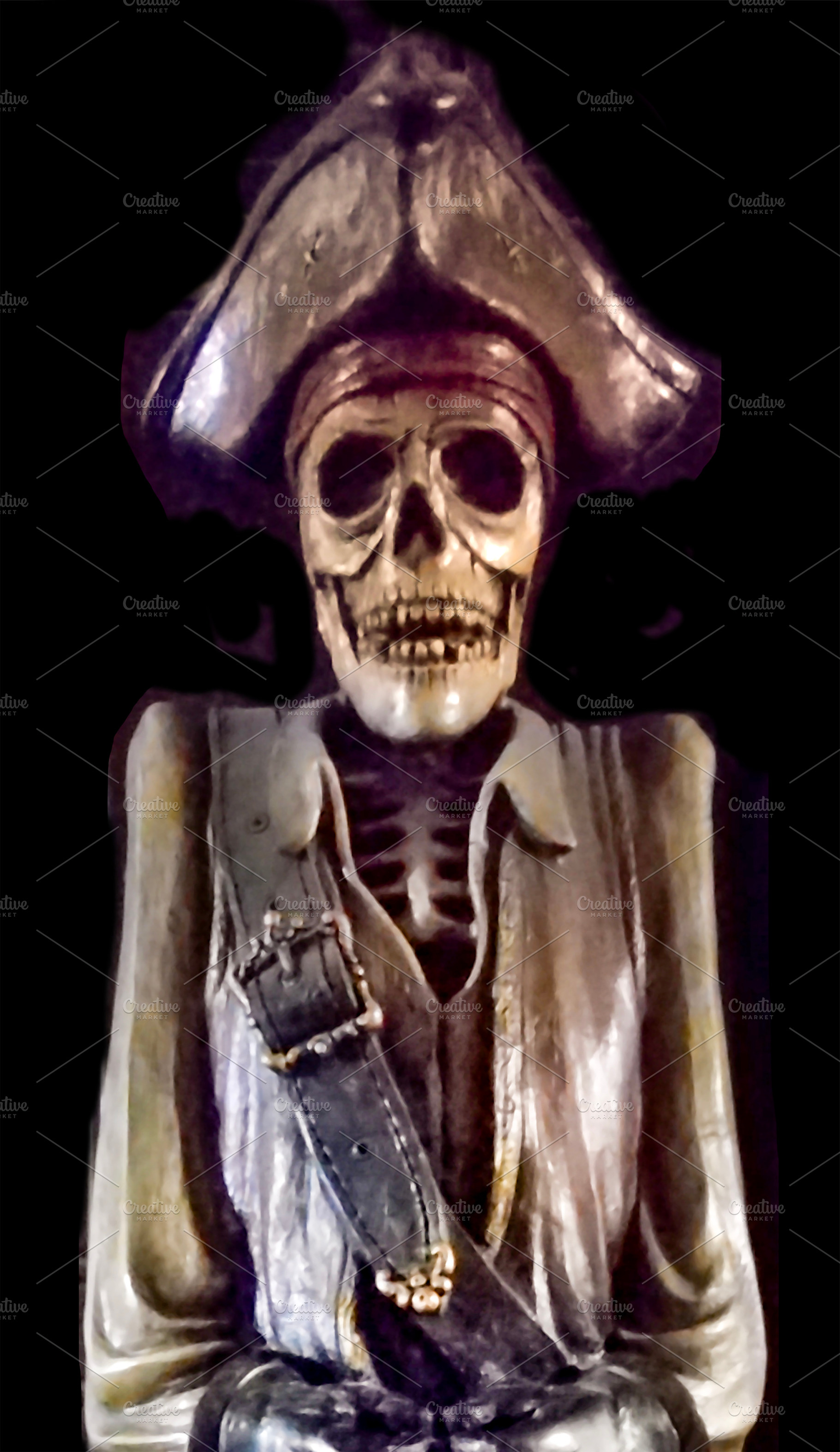 Skeleton pirate figure in decorative costume, an Arts & Entertainment Photo by DanFLCreativo