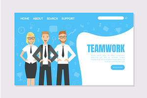 Teamwork Landing Page Template, a Technology Illustration by TopVectors