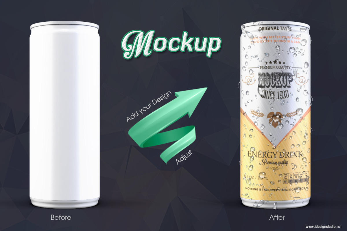 Can mockup 250 ml, a Packaging Mockup by idesignstudio (Photo 3 of 6)