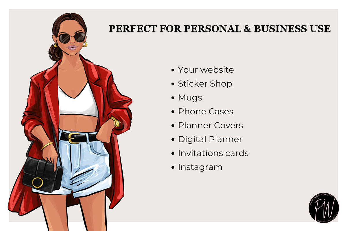 Fashion Girl 58 clipart png, an Illustration by Parinaz Wadia Design (Photo 9 of 10)