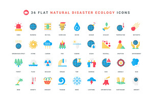 Natural disasters icons, an Animal Illustration by Lemberg Vector