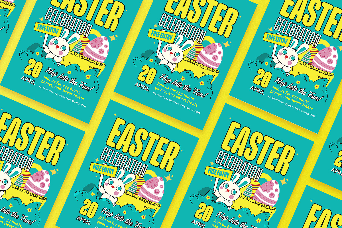 Retro Easter Egg Flyer, a Flyer Template by Aiyari Graphic (Photo 2 of 3)