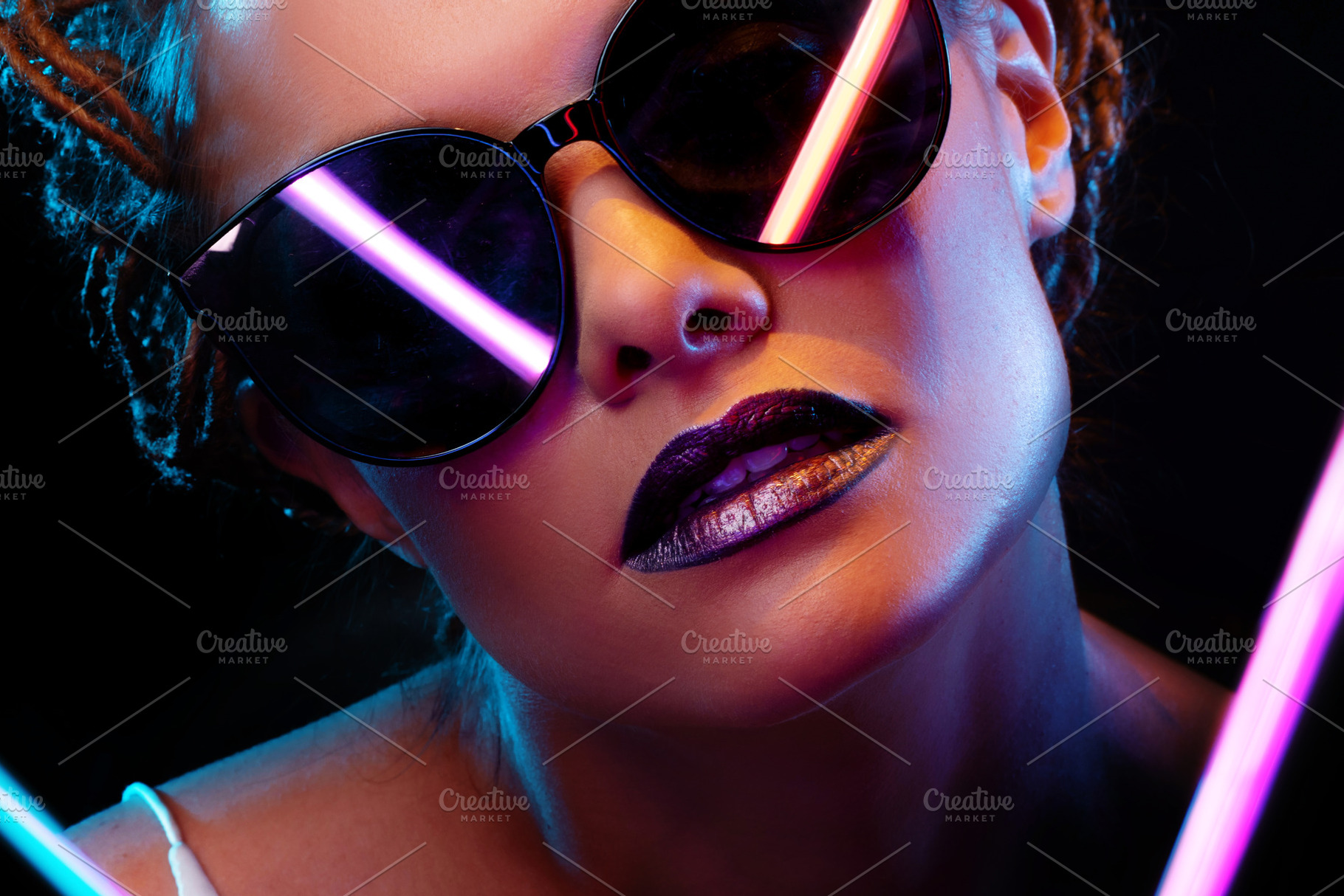 Neon style, reflection of neon lamps, a Person Photo by Photos for every occasion