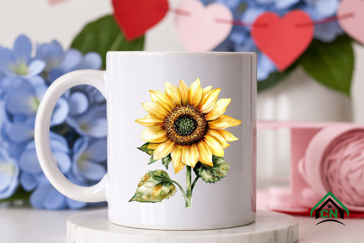 Watercolor Sunflower Summer Clipart, an Illustration by Craft Nest (Photo 8 of 12)