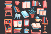 Vintage Books Watercolor Clipart, a Decorative Illustration by RabbitAndPencil (Thumbnail 3 of 12)