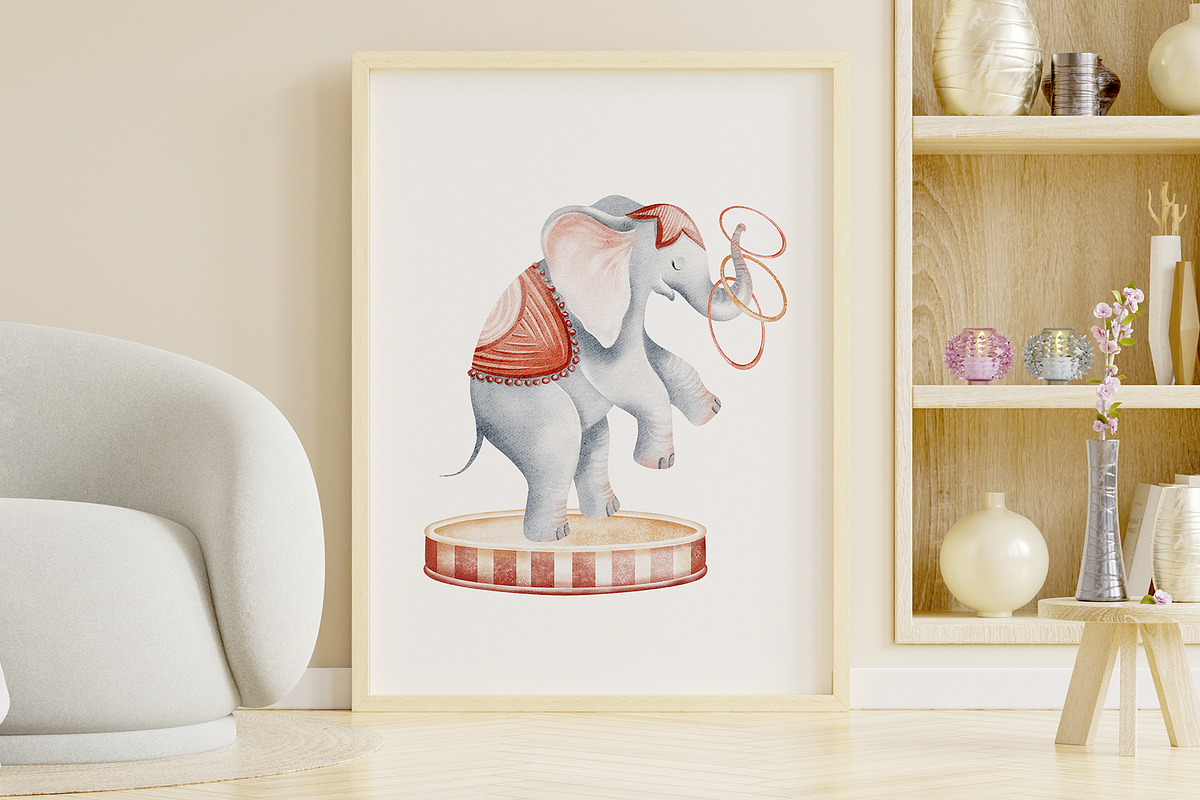 Cute Circus Watercolor Clipart Set, an Animal Illustration by LenArt (Photo 17 of 18)