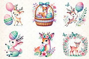 Watercolor Cute Easter Deer Clipart, an Illustration by DreamCafeArt (Thumbnail 2 of 5)
