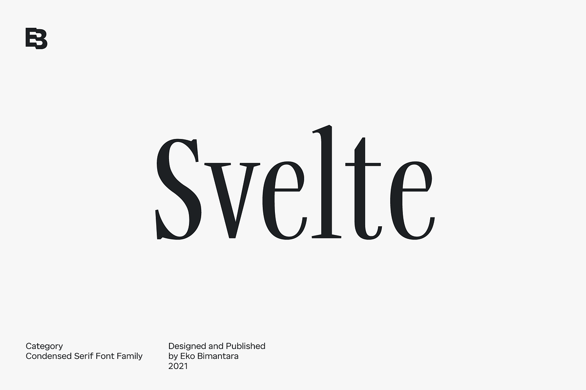 Svelte; Condensed Serif Family, a Serif Font by Eko Bimantara (Photo 1 of 6)