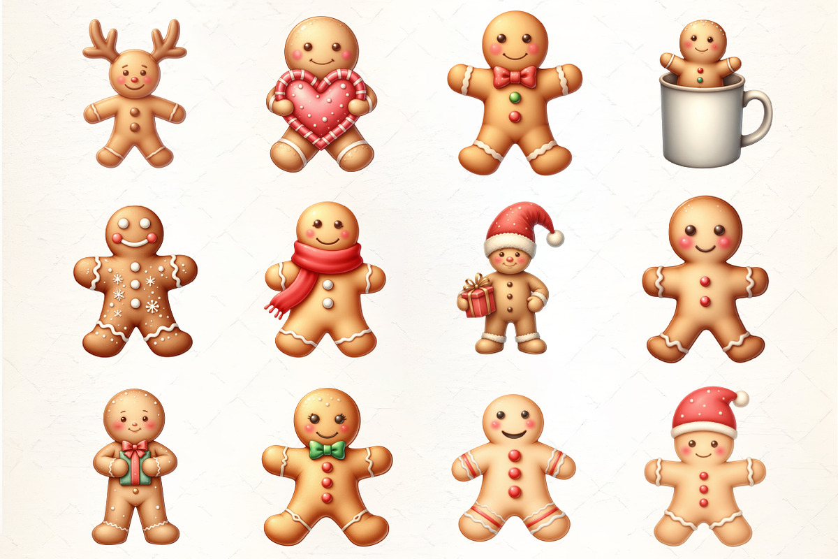 Christmas Gingerbread Man Clipar, an Illustration by CrexoraLab (Photo 2 of 5)