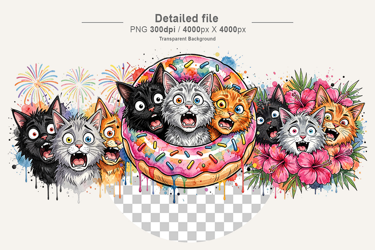 Funny Summer Cat Sublimation, an Illustration by Artnoy (Photo 3 of 8)