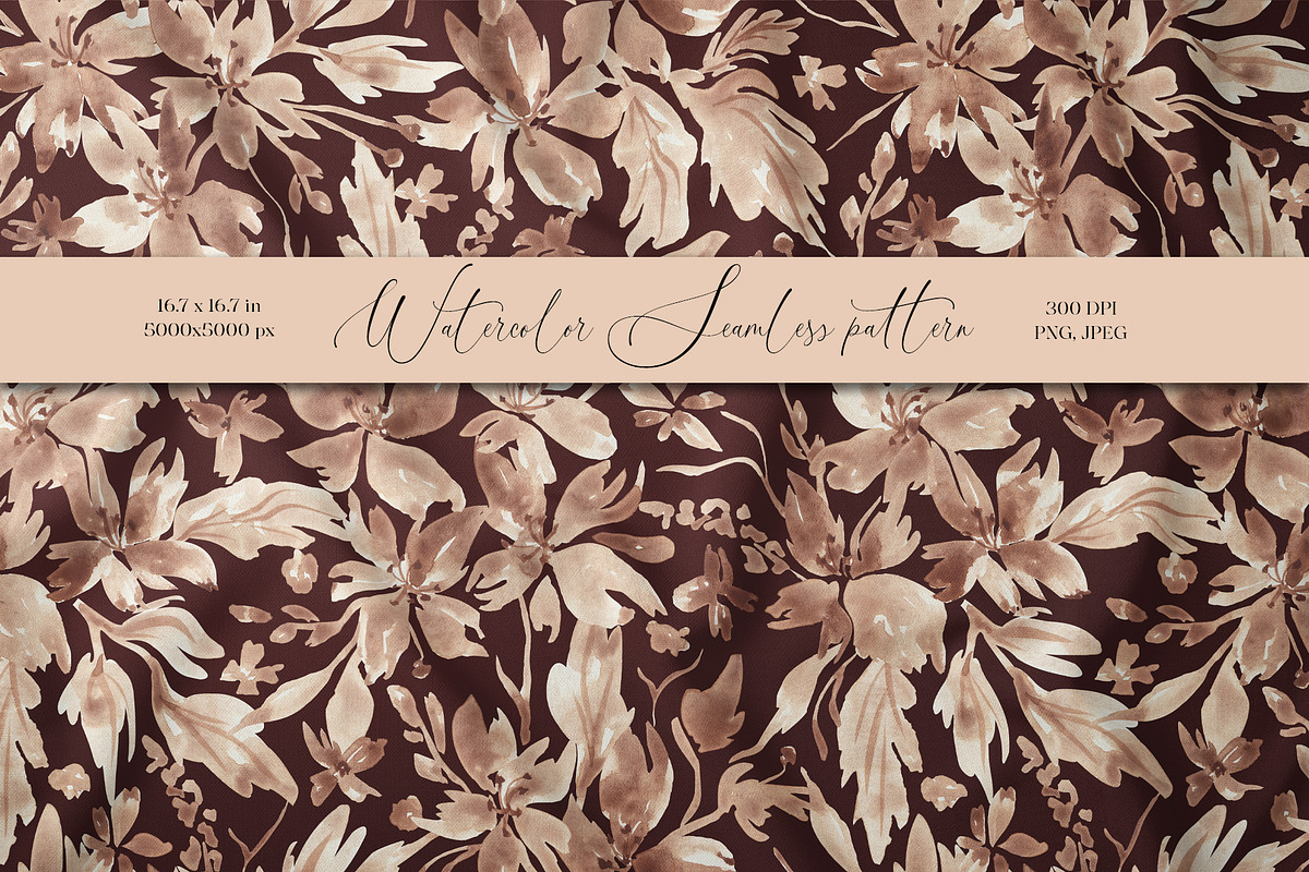Mocha Mousse Floral pattern, a Pattern Graphic by SirenaArt (Photo 1 of 16)