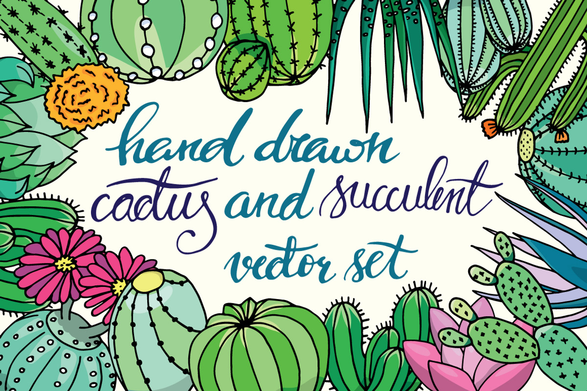 20 hand drawn cactuses & succulents, a Decorative Illustration by pixelwerk (Photo 1 of 5)