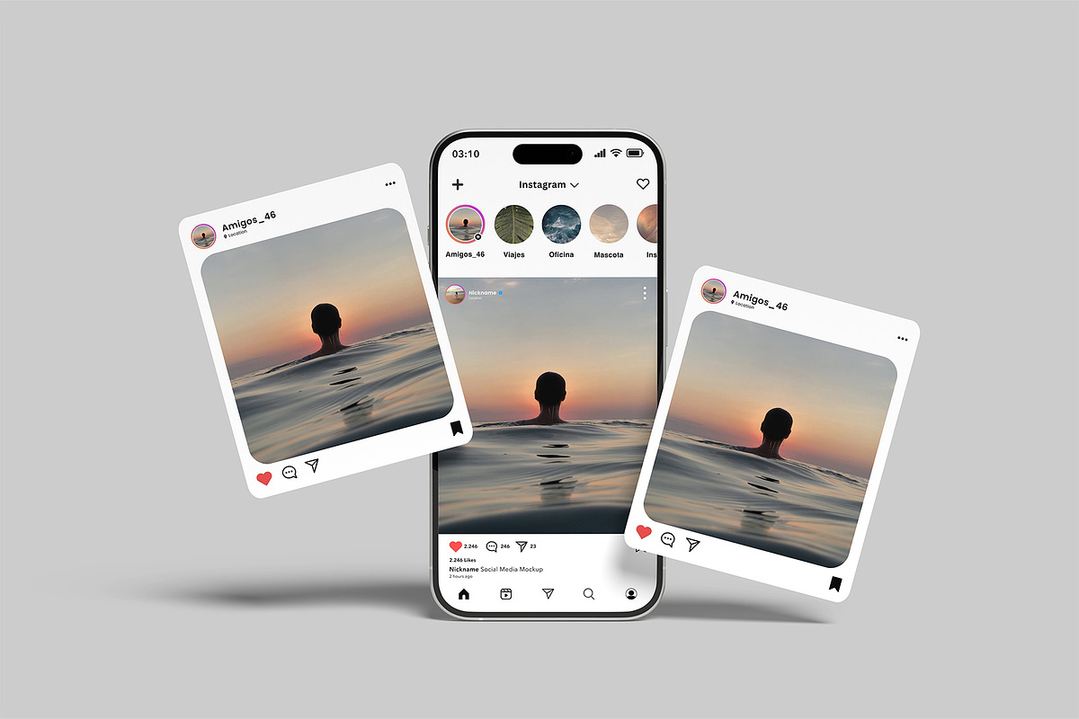 Social Media Instagram Mockup, an iPhone Mockup by Amigos__46 (Photo 2 of 9)