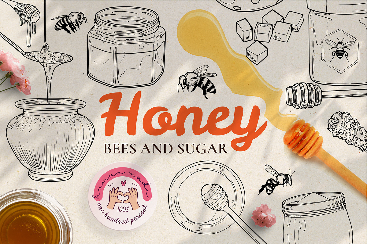 Honey, bees and sugar, a Food Illustration by MuzaInspires (Photo 1 of 8)