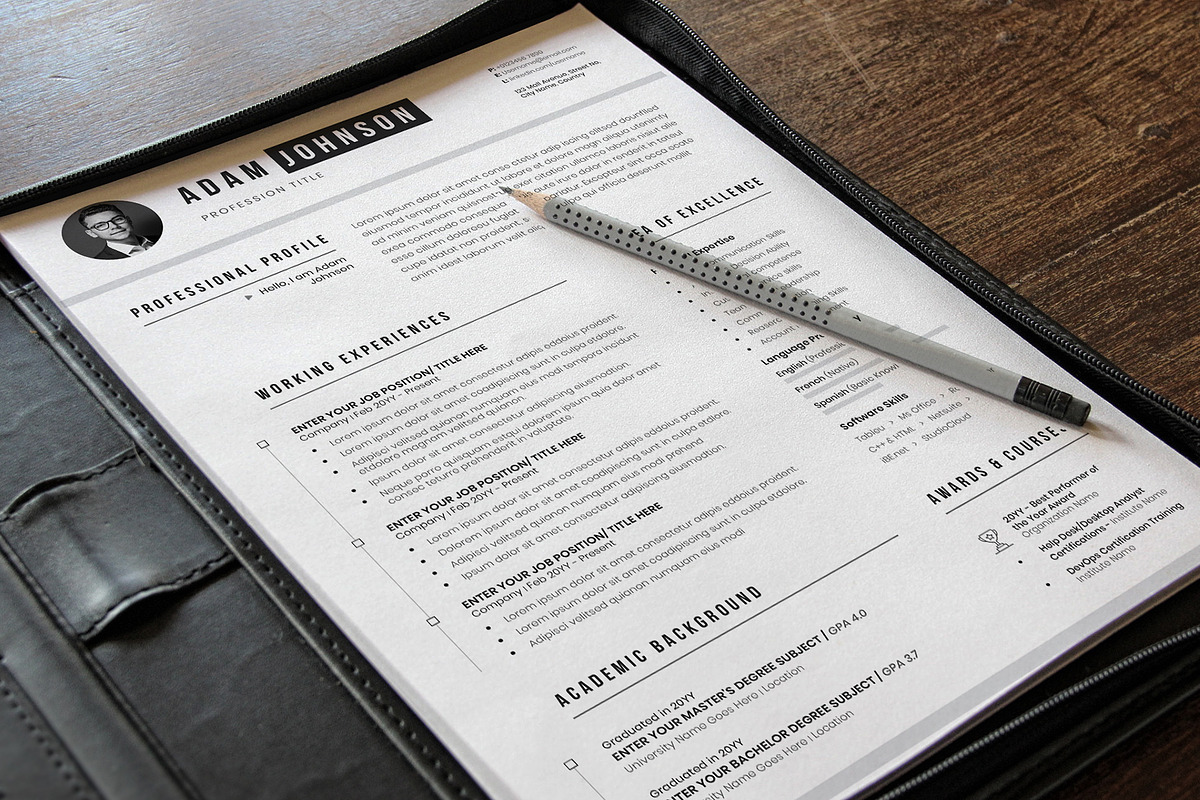 Clean Resume Cv Template Word Pages, a Resume Template by Tbunny (Photo 3 of 7)