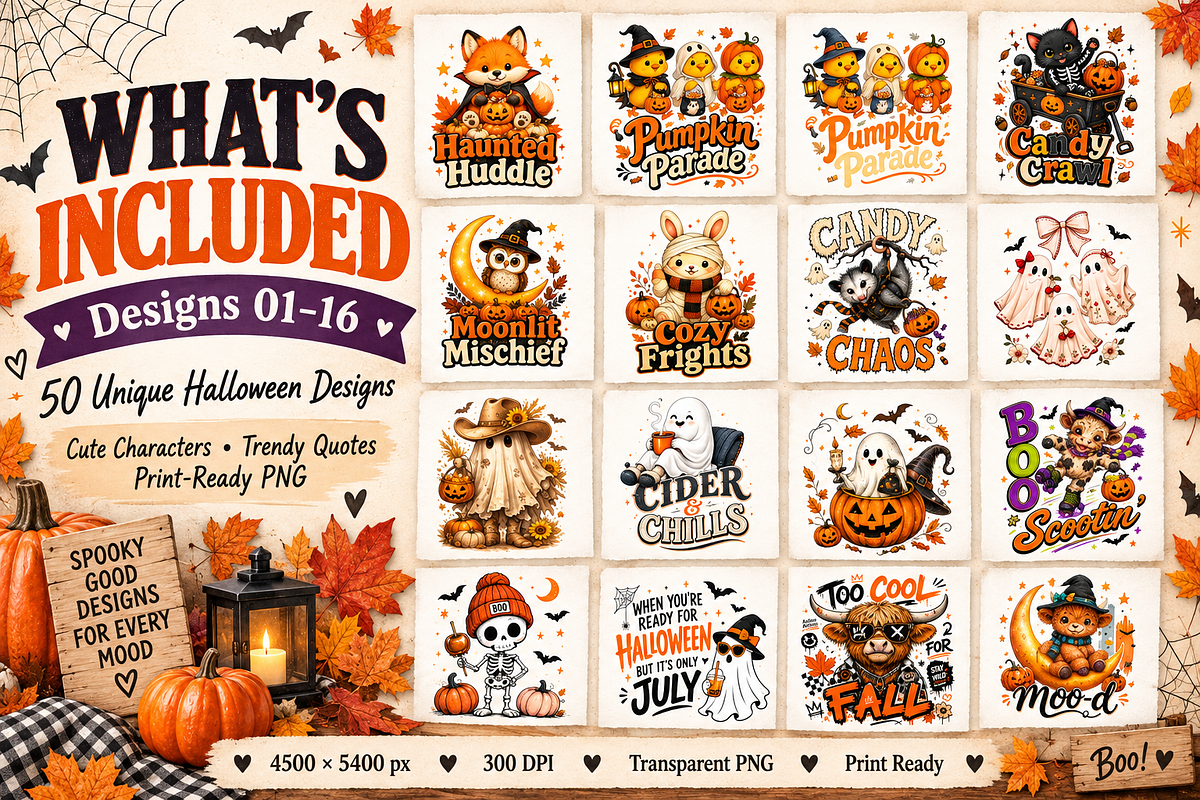 50 Halloween T-Shirt PNG Bundle, an Object Graphic by Designertale (Photo 2 of 11)