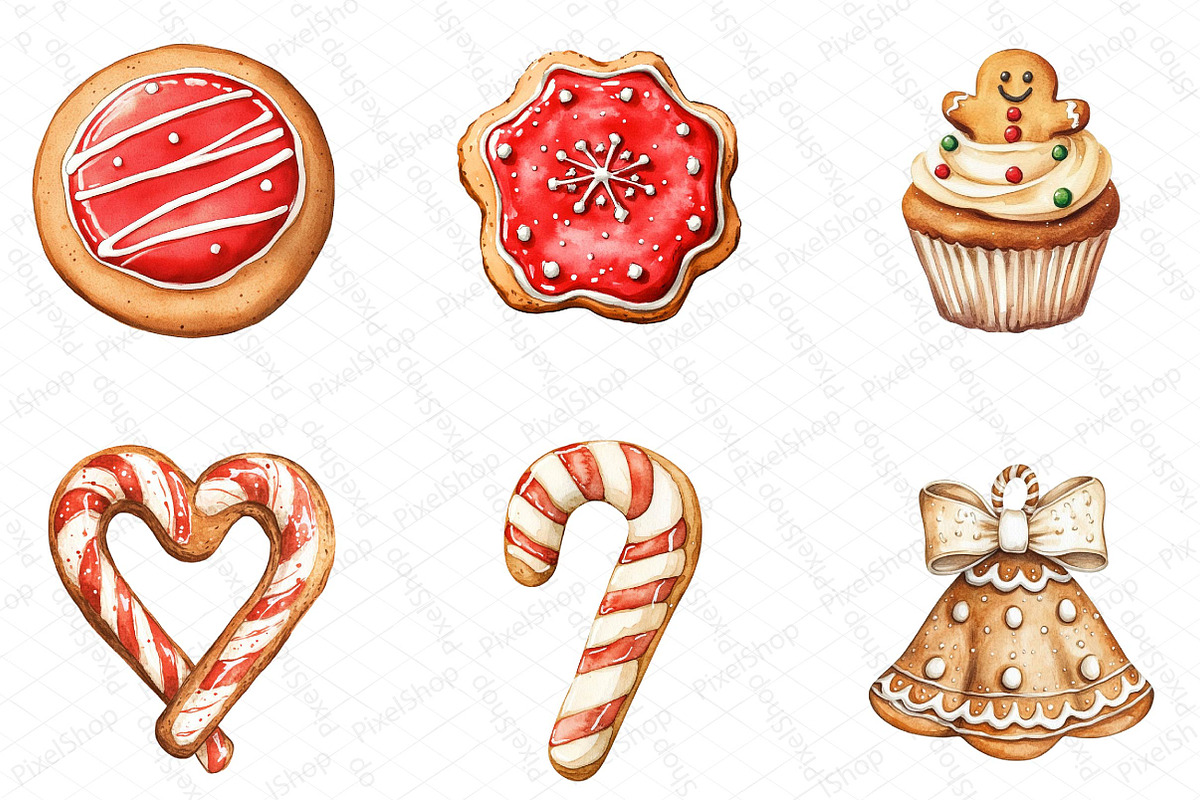 Watercolor Cute Christmas Gingerbrea, an Illustration by DreamPrint404 (Photo 5 of 7)