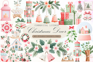 Watercolor Christmas Decor Clipart, an Illustration by Sublimation Artist