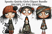 Spooky Quirky Girls Clipart Bundle, an Illustration by Canvas Craft (Thumbnail 1 of 7)