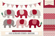 Ruby Red Elephant Clipart, an Illustration by Amanda Ilkov (Thumbnail 1 of 4)