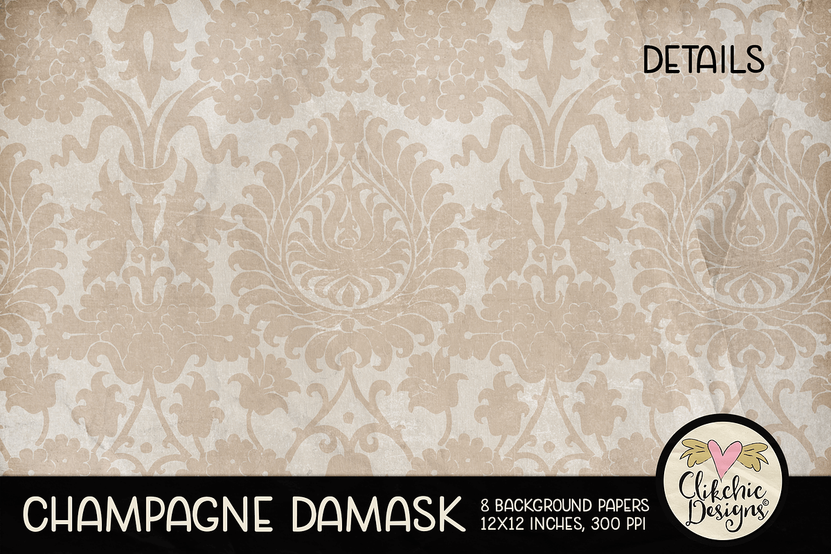 Champagne Wedding Damask Textures preview 5
