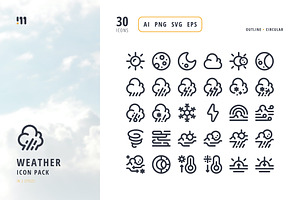 Weather Icon Set, an Outline Icon by microstd