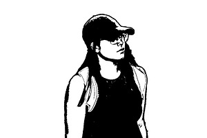 Young woman with dress walking isolated graphic, a Person Illustration by DanFLCreativo