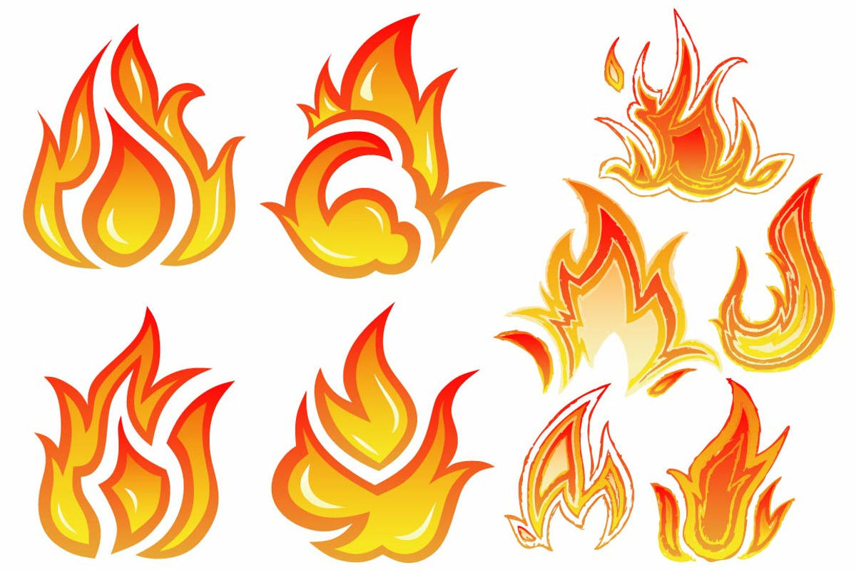 Set of flame fire and sun, an Icon by LineworkStock