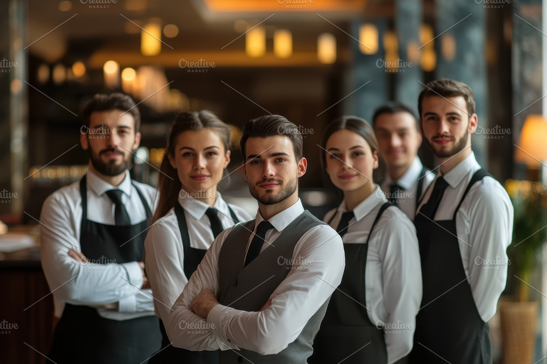 Hotel staff showcasing professional, a Photo by Pavel_design