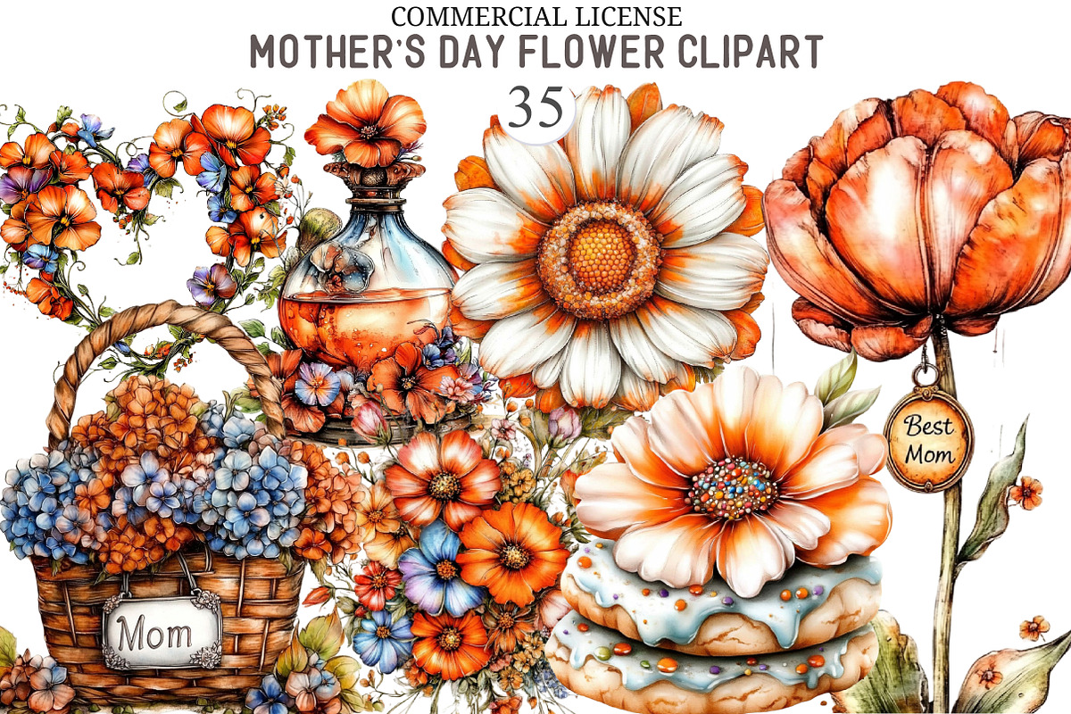 Mother's Day Flower Clipart, an Illustration by designcity5 (Photo 1 of 5)