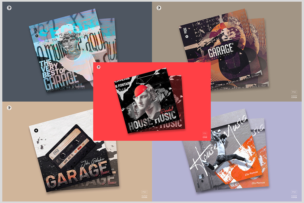 Garage Grunge Album Covers Bundle, a Social Media Template by pixelsao (Photo 2 of 3)