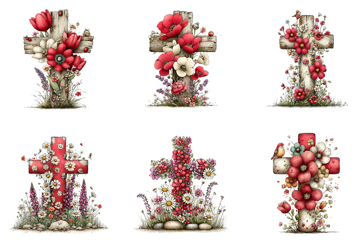 Floral Easter Cross Clipart, an Illustration by CreationArt (Photo 5 of 6)
