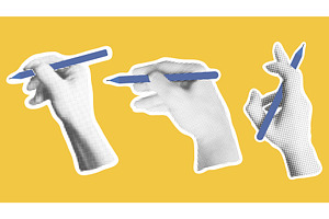 Set of female hand with pen in, an Object Illustration by Tati_Kli