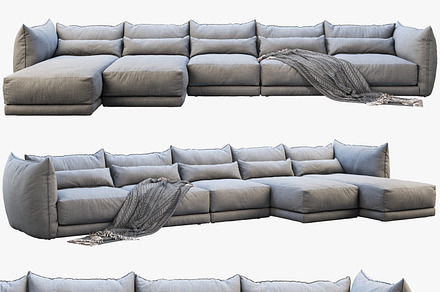 Fabric chaise lounge sofa 3d model, a Furniture 3D Model by 3dmitruk