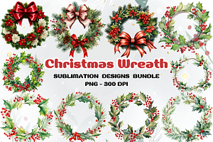 Christmas Wreath Sublimation Clipart