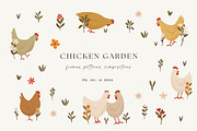 Cute Chickens & Florals Nursery Art, an Animal Illustration by Jenteva Art (Thumbnail 1 of 16)