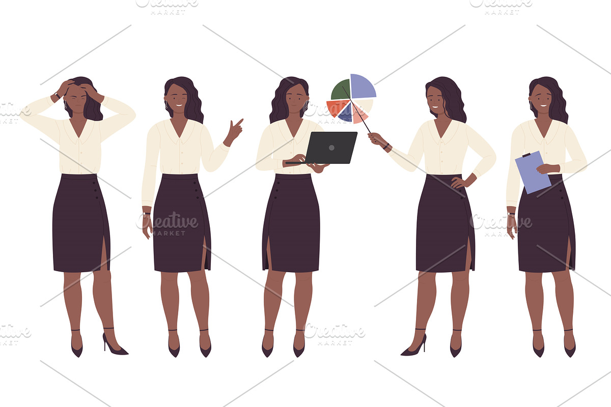 Afro Businesswoman in Various, a Person Illustration by Flashvector