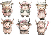Cute Coquette Christmas Haighland, an Illustration by Designworld (Thumbnail 3 of 4)