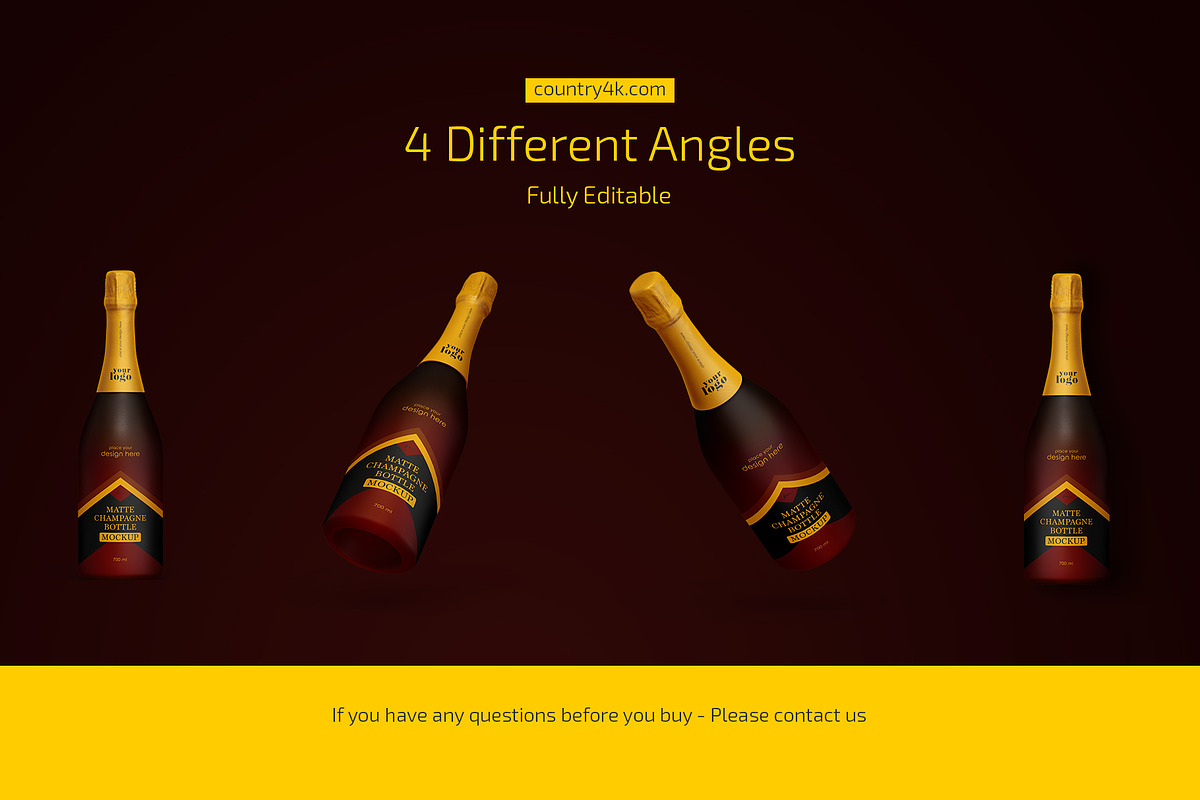 Matte Champagne Bottle Mockup Set, a Packaging Mockup by Country4k (Photo 4 of 4)