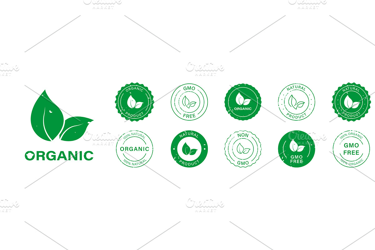 Organic Bio Product Grunge Sticker, an Object Illustration by Vector Creator