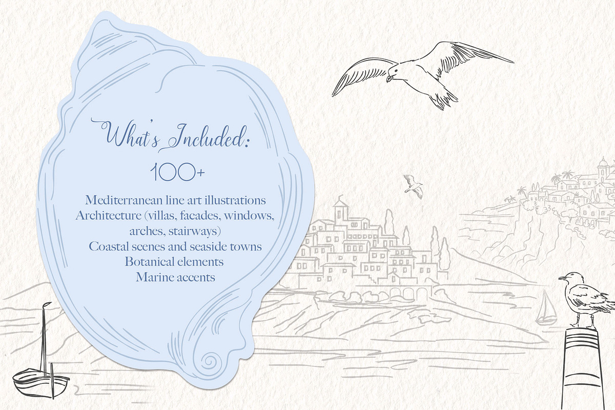 Mediterranean Line Art Collection, a Decorative Illustration by Mio Buono (Photo 2 of 15)