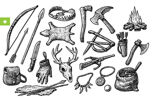 Hunting & Survival Gear Set, an Object Graphic by RT Studio