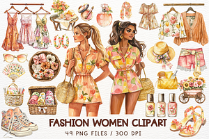 Fashion Women Clipart Watercolor PNG