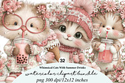 Whimsical Cats With Summer Drinks, an Illustration by Digital Artistic99 (Thumbnail 1 of 11)
