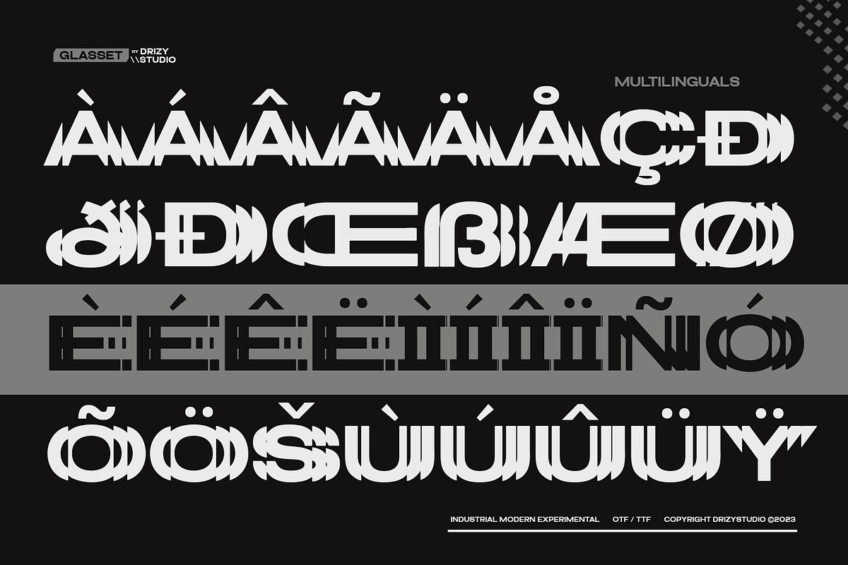 Glasset – Experimental Distort Font, a Sans Serif Font by Drizy (Photo 6 of 10)