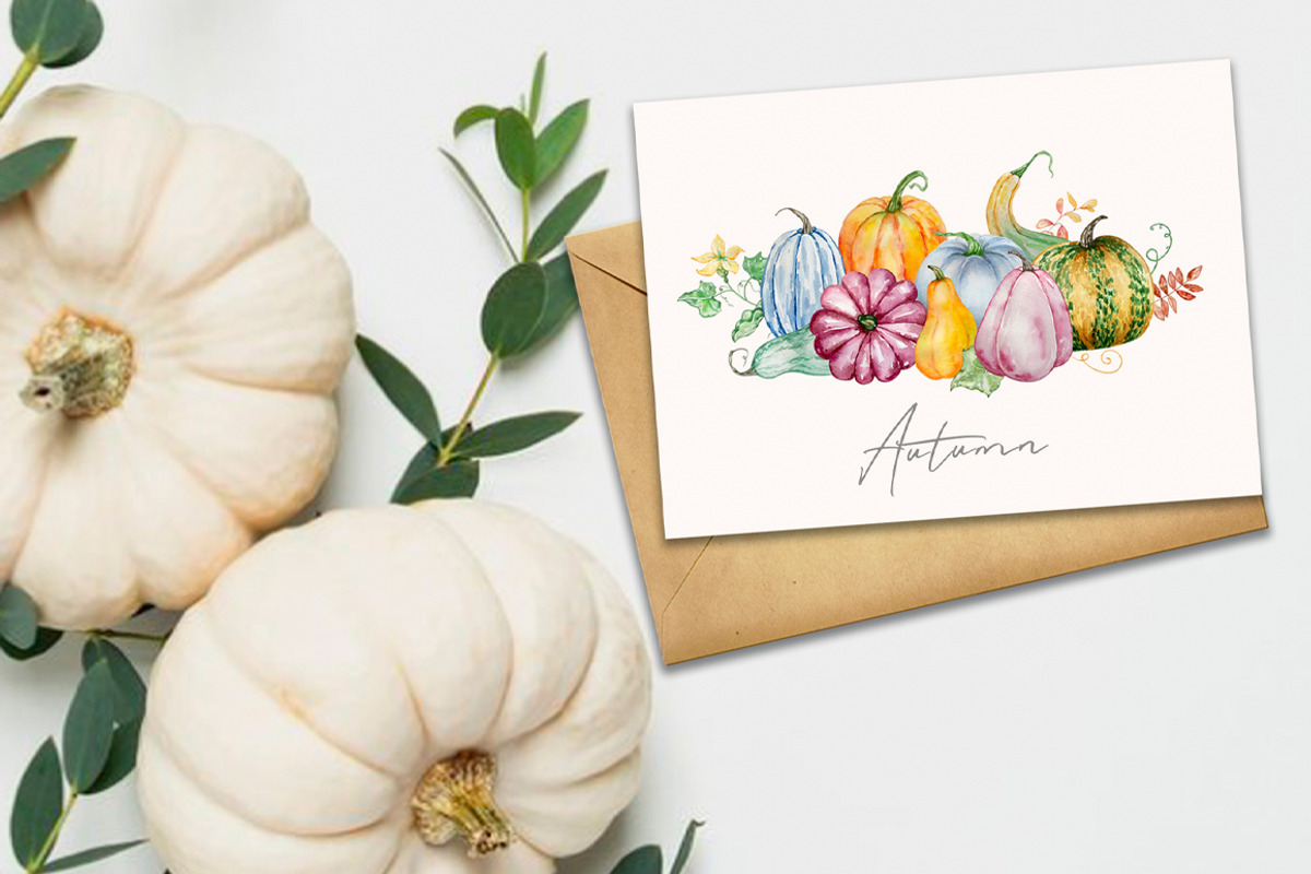 Watercolor Autumn Pumpkins Clipart, a Seasonal Illustration by SvetaArtStore (Photo 6 of 15)