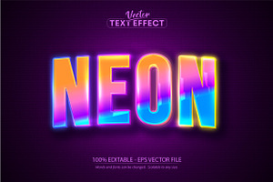 Neon Text Effect, Editable Light